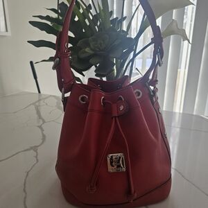 MCM Red Bucket Bag